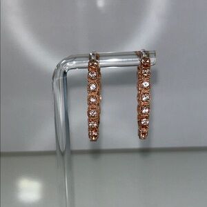 NWOT NYC 11 Rose Gold Plated Sterling Silver Genuine Morganite Hoop Earrings